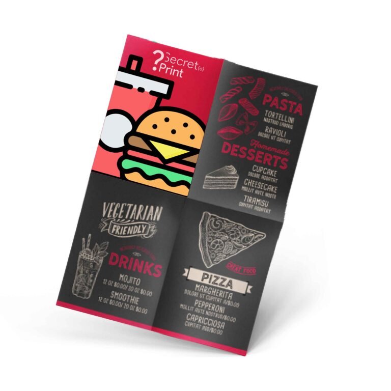 Cartes de menu à pli croisé
