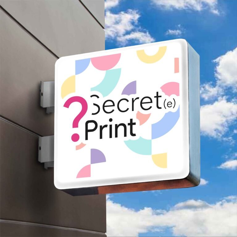 Enseigne drapeau lumineuse avec coins arrondis