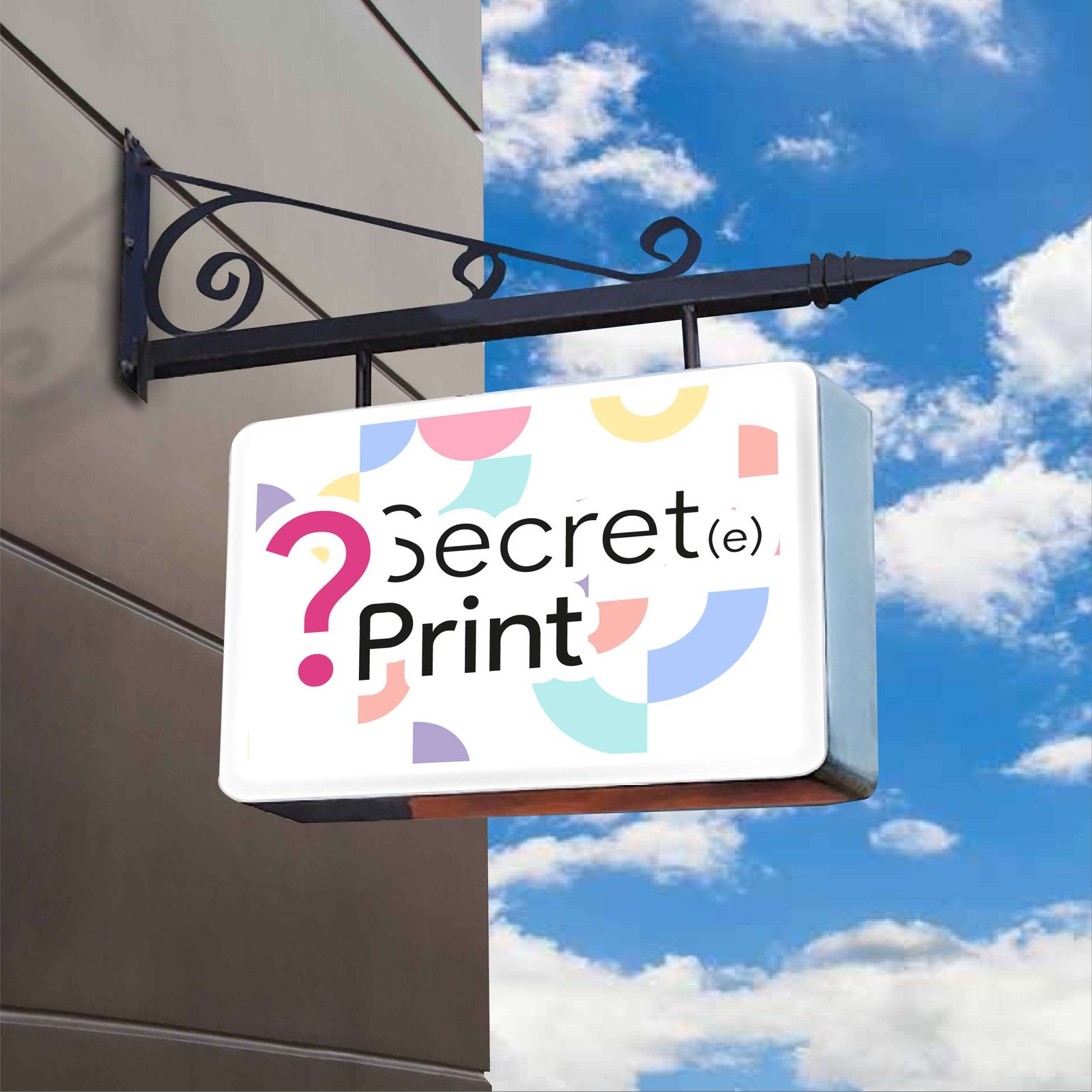 Enseigne drapeau caisson suspendu