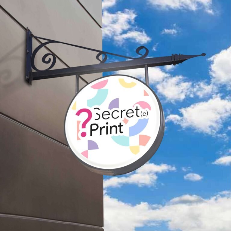 Enseigne drapeau lumineuse ronde suspendu