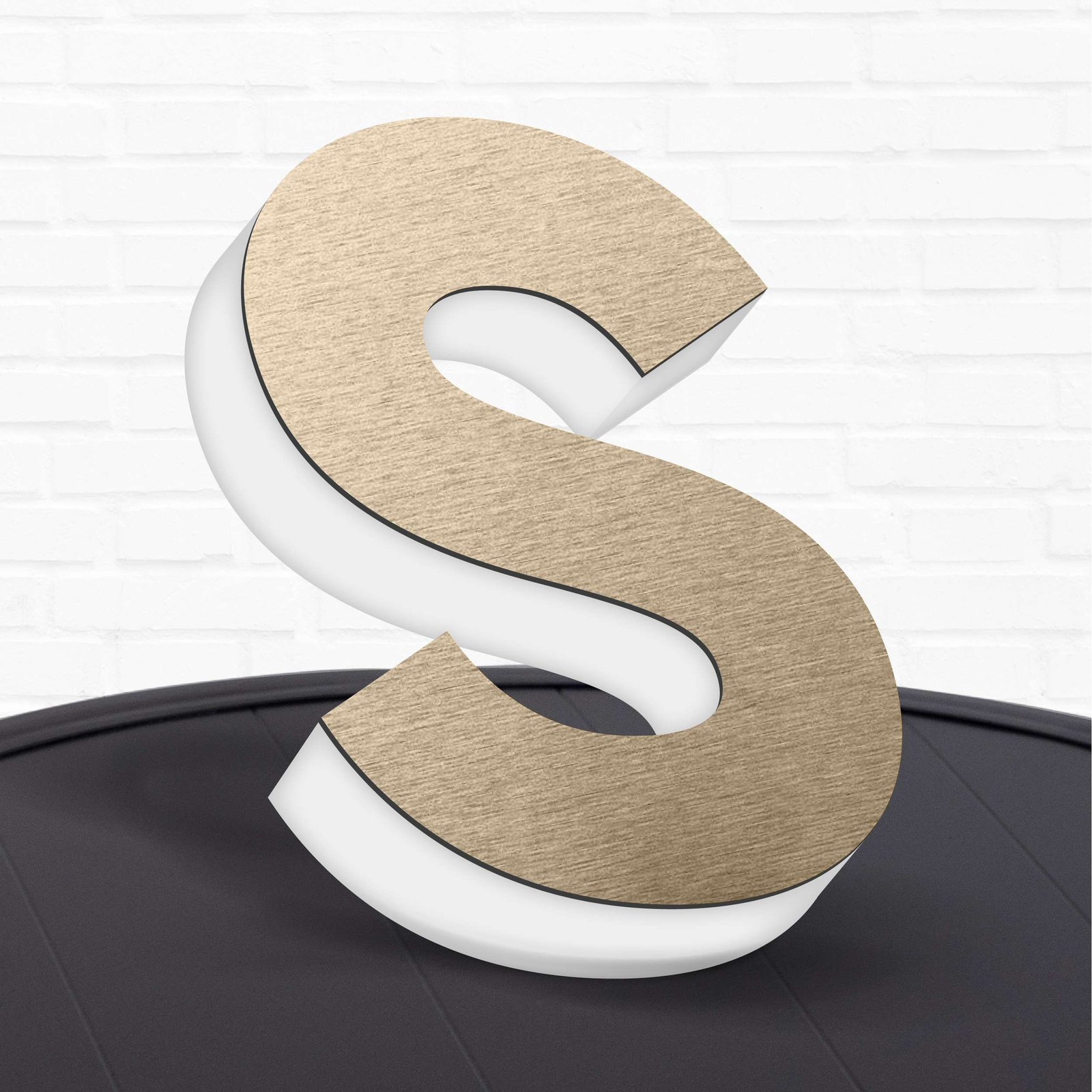 Lettres laiton brossé - méthacrylate lumineuses