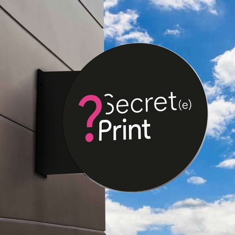 Enseigne drapeau aluminium ronde sans lumière